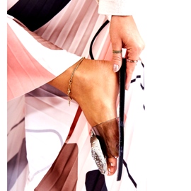 Női gumi papucs lehajlik íj és fekete-szürke cirkonokkal 4