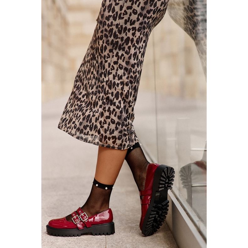 Patent bordó Terione pántos női cipő piros 2