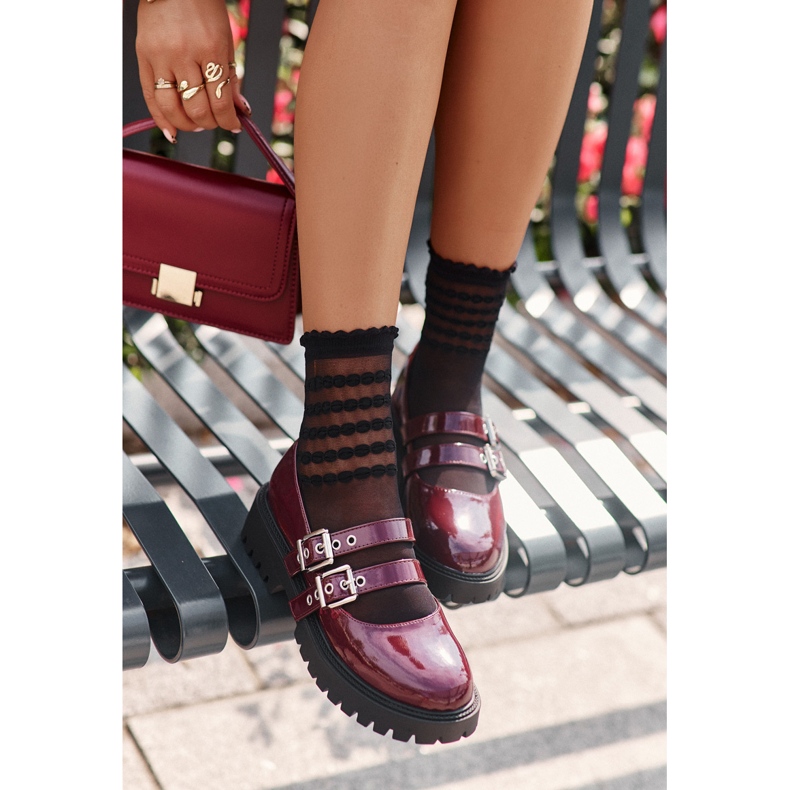 Patent bordó Terione pántos női cipő piros 2