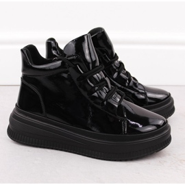 Női lakkbőr szigetelt fekete csizma Artiker 55C1049 2