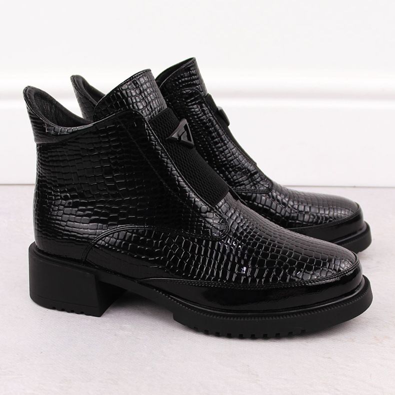 Női lakkbőr bokacsizma, fekete, Filippo DBT6663 2