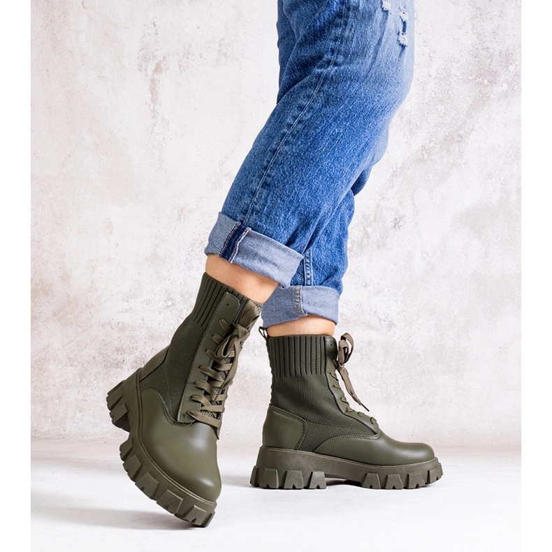 Zogba zöld csizma rugalmas felsőrésszel 1