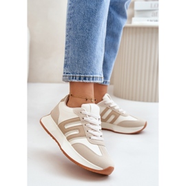 Női tornacipők, sportcipők a platformon, bézs Thari 2