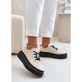 Női sportcipő platformon, természetes bőr, bézs 41470 Vinceza 2