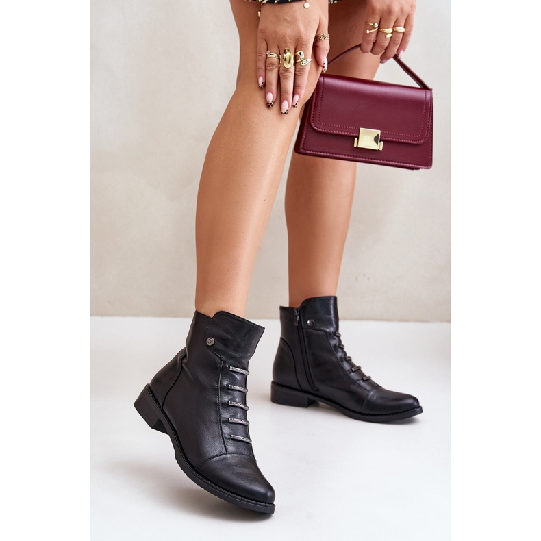 Szigetelt női lapos csizma Fekete Labise 2