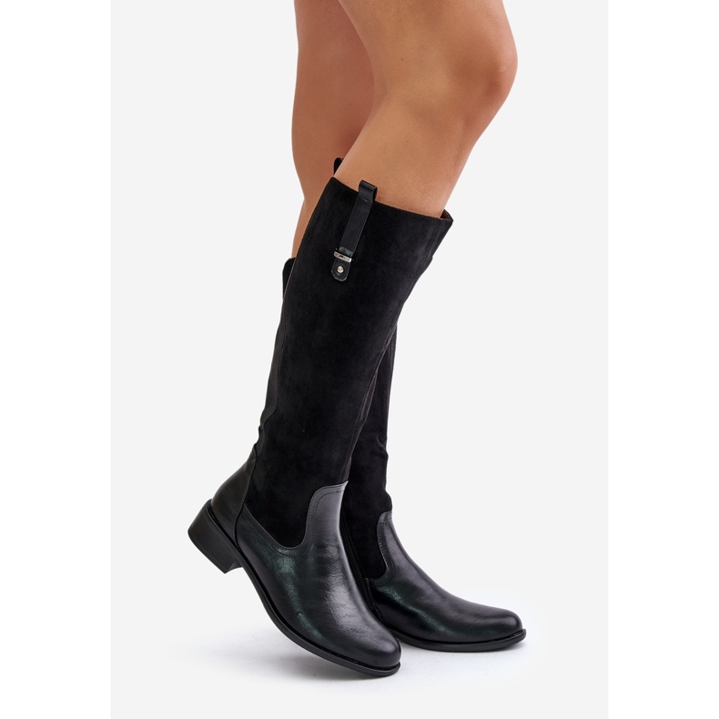 Jezzi Női szigetelt térd feletti csizma cipzárral, fekete Ivasira 1