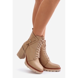 Jezzi Bézs szigetelt bokacsizma arany részlettel Ivarisse 1