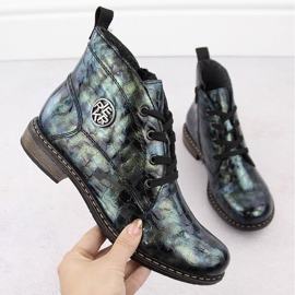 Női patentos krokózöld bokacsizma Rieker 71205-90 1