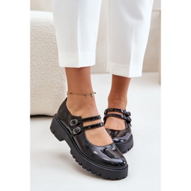 Női lakkcipő pánttal, Fekete Rialuna 1