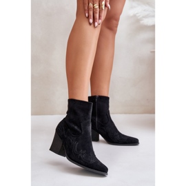 Cowboy csizma magas sarkon, Eco Suede, fekete Arabelline 2