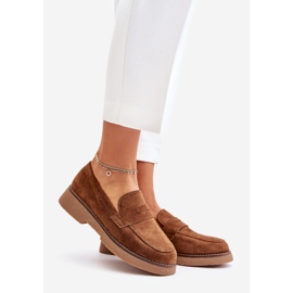 Klasszikus női Eco velúr mokaszin, barna Belania 1