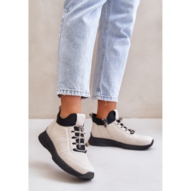 Szigetelt bőr sportcipő cipzárral Artiker 55C0038 bézs 2