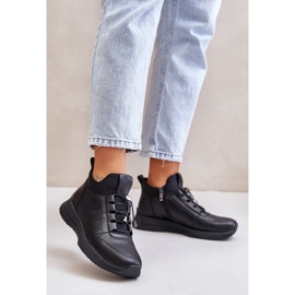 Szigetelt bőr sportcipő cipzárral Artiker 55C0041 fekete 2