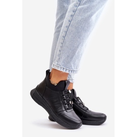 Szigetelt bőr sportcipő cipzárral Artiker 55C0041 fekete 1