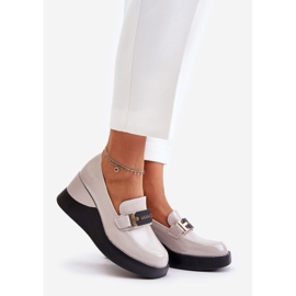 Vinceza 58337 Grey Patent Wedge mokaszinok szürke 1