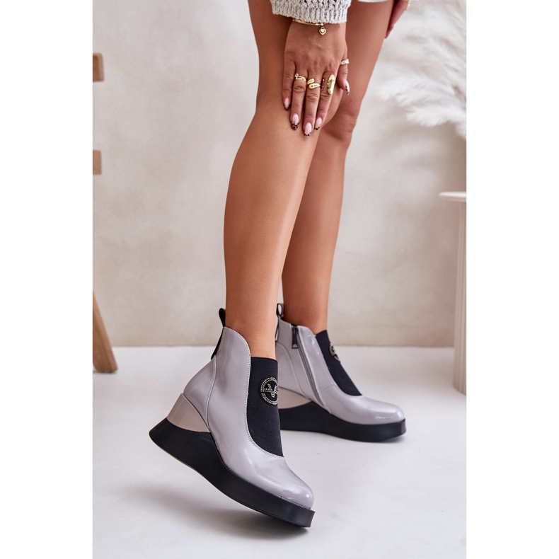 Szabadalmazott ékcsizma, szigetelt Vinceza 66703, szürke 2