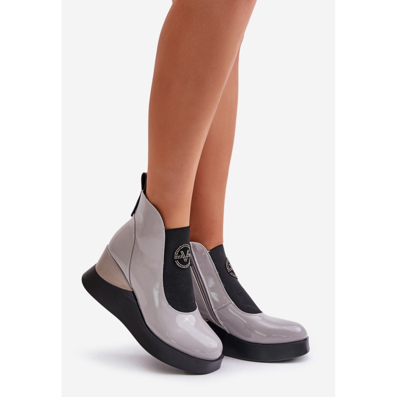 Szabadalmazott ékcsizma, szigetelt Vinceza 66703, szürke 1