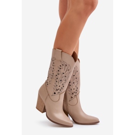 Áttört lábszárközépig érő csizma magas sarkú bőrön Lewski 3609 bézs 1 Áttört lábszárközépig érő csizma magas sarkú bőrön Lewski 3609 bézs 1