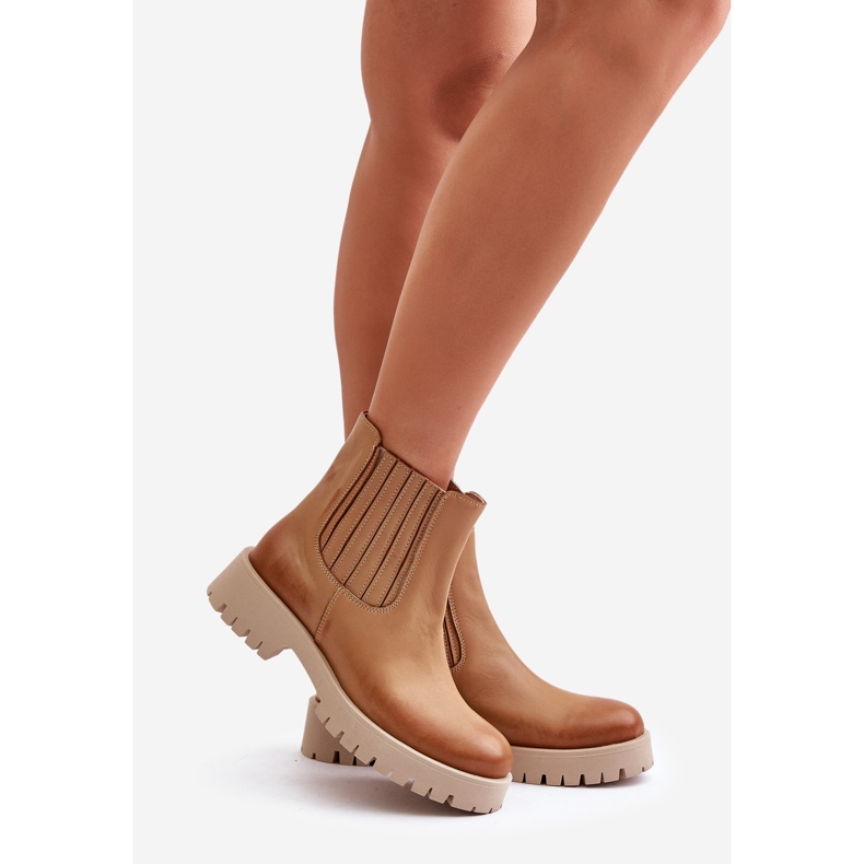 Lapos sarkú női csizma, bőr Lewski 3611 barna 1