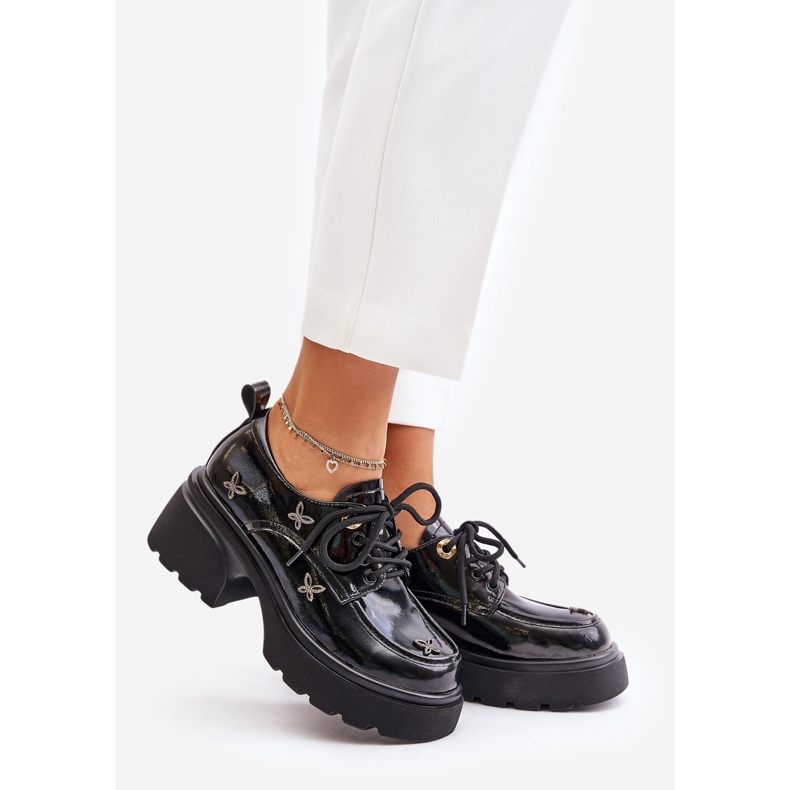 Szabadalmaztatott női cipők díszítéssel természetes bőr Artiker 55C0419 fekete 1