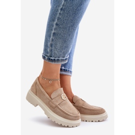 Női Brogues mokaszin arany részletekkel Khaki Arilva bézs 1