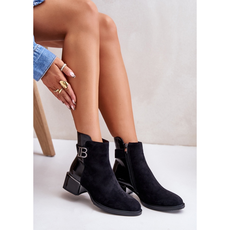 S.Barski Elegáns hőszigetelt magassarkú csizma MR880-040 fekete 2