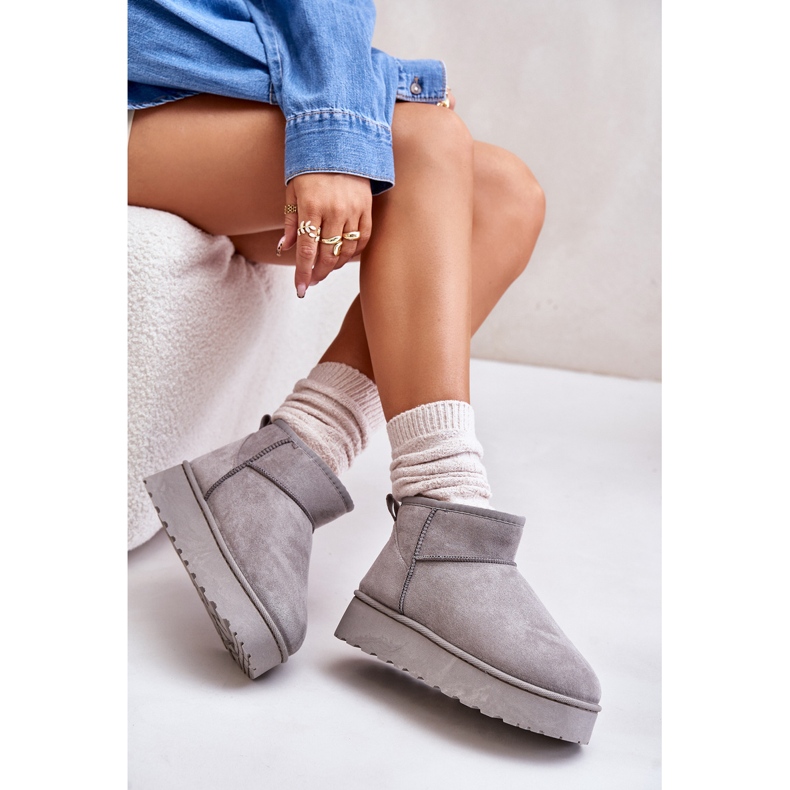 Szőrmével szigetelt női platform hócsizma, szürke Xamella 2