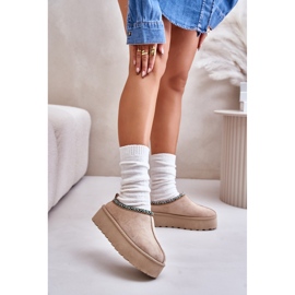 Női Platform papucs hímzéssel, Bézs Neroma 2