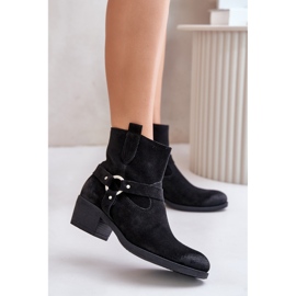 Zazoo 60477 velúr hőszigetelt magas sarkú bokacsizma, fekete 2