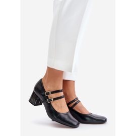 Bőr pumpák pántokkal magassarkún Laura Messi 2857 Fekete 1