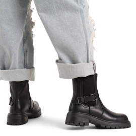 Bőr női bokacsizma csattal, fekete Sergio Leone TR719-S 1