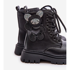 Szigetelt lány bokacsizma macival és cipzárral, Black Relobia fekete 1