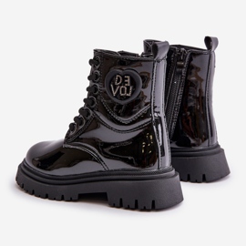 Lány lakkbőr csizma szőrme béléssel és cipzárral, fekete Evaliraea 2