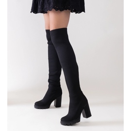 Lija hosszú fekete, magas sarkú bebújós csizma 1 Lija hosszú fekete, magas sarkú bebújós csizma 1