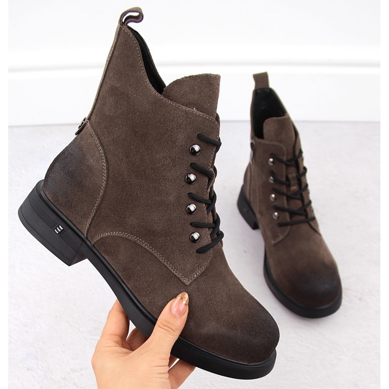 Khaki női bőrcsizma D&amp;A S.Barski Premium Collection CR42-158 barna 1