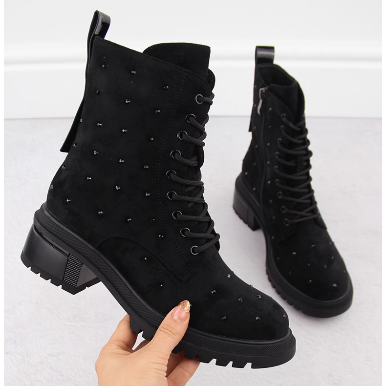 Női bőr munkástáska cirkóniákkal, fekete D&amp;A S.Barski Premium Collection MR880-017 1