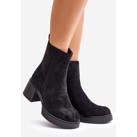 Eco Suede női csizma magas sarkú meleg fekete Meriluna 1