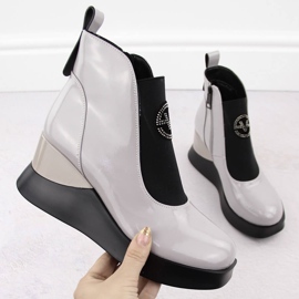 Szürke női bőr ékcsizma Vinceza 66703 1