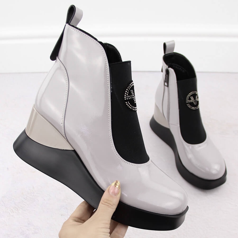 Szürke női bőr ékcsizma Vinceza 66703 1