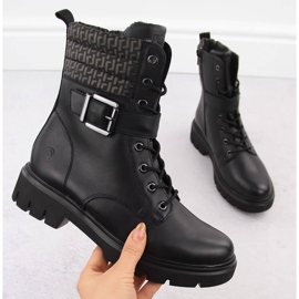 Bőrmunkás női szigetelt csizma, fekete Remonte D1W71-03 1