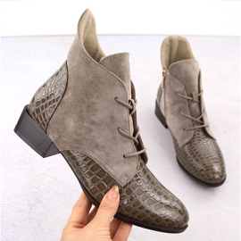 Női lakkbőr bokacsizma, bézs, Potocki 12498 1