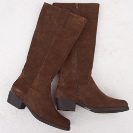 Barna bőr női cowboy csizma, Sergio Leone KZ268 2