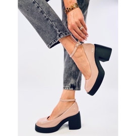 Termet Khaki széles sarkú pumpák bézs 2