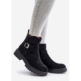 Szigetelt Eco Suede csizma cipzárral és csattal, fekete Zinovelle 1