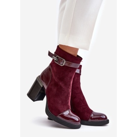 S.Barski Hőszigetelt női csizma magas sarkon, dekoratív csattal D&A MR880-085 Burgundy piros 1 S.Barski Hőszigetelt női csizma magas sarkon, dekoratív csattal D&A MR880-085 Burgundy piros 1