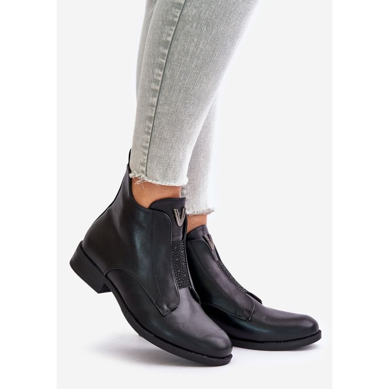 Alacsony női csizma lapos sarkú, melegített fekete S.Barski HY42-119 fekete 1