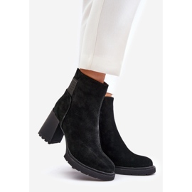 S.Barski Velúr hőszigetelt magas sarkú bokacsizma D&amp;A CR42-106 fekete 1