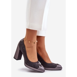 Velúr magassarkú pumpák Laura Messi 2702 szürke 1