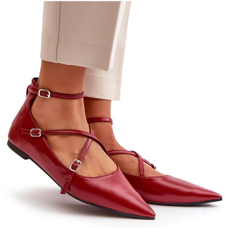 STEPHAN Női balerinák bordóval piros 3