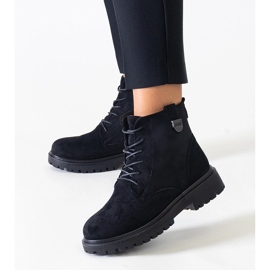 Fekete öko-velúr munkáscsizma a Leonora platformon 1